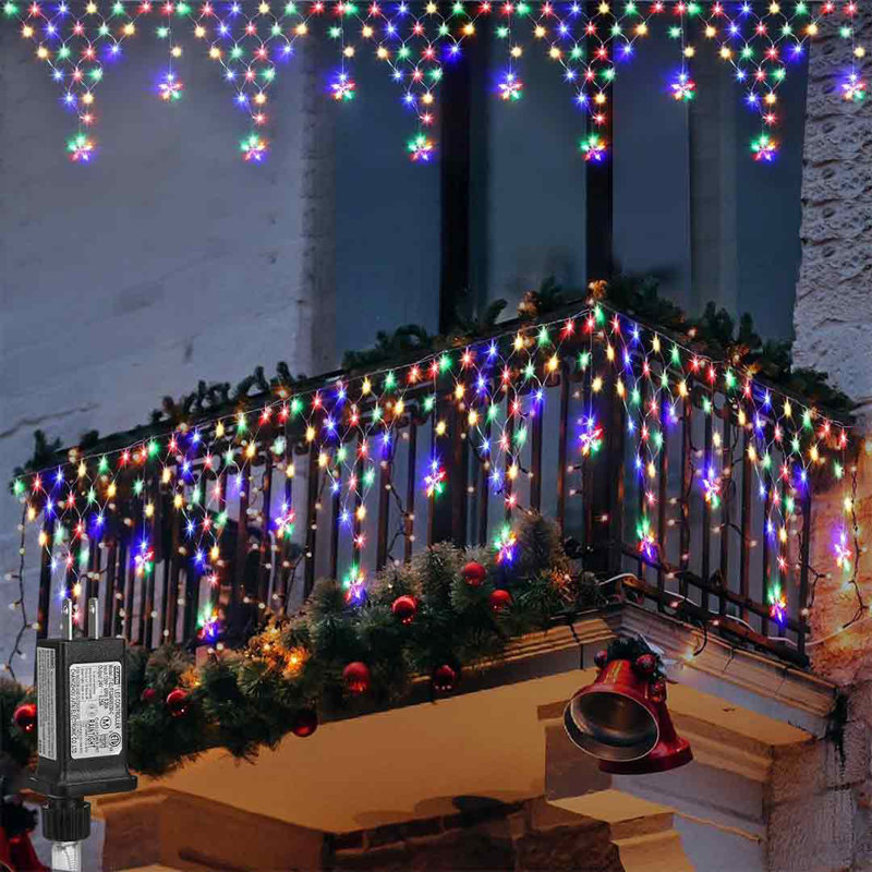 The Holiday Aisle Christmas Lights Outdoor Decoration Lights 13.8FT 218 LED 8 Modes Curtain Fairy String Light Plug In LED String Light For Wedding Party Indoor Christmas Decoration Wayfair